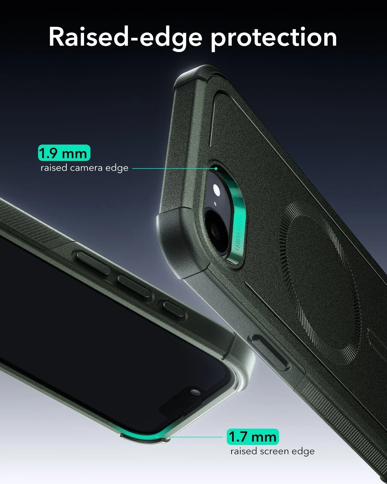 iPhone 17e Bundle Cyber Tough Magnetic Case & Armorite® Privacy Screen Protector - Olive Green - Image 4