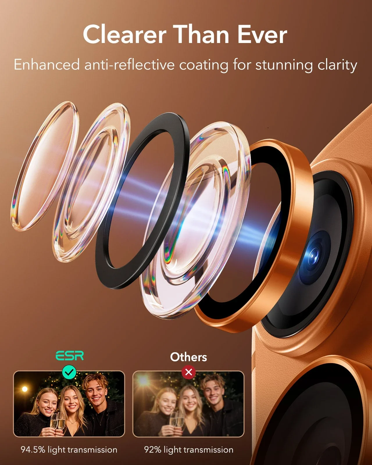 iPhone 17 Pro Max/17 Pro Armorite®️ Camera Lens Protector - Orange - Image 5