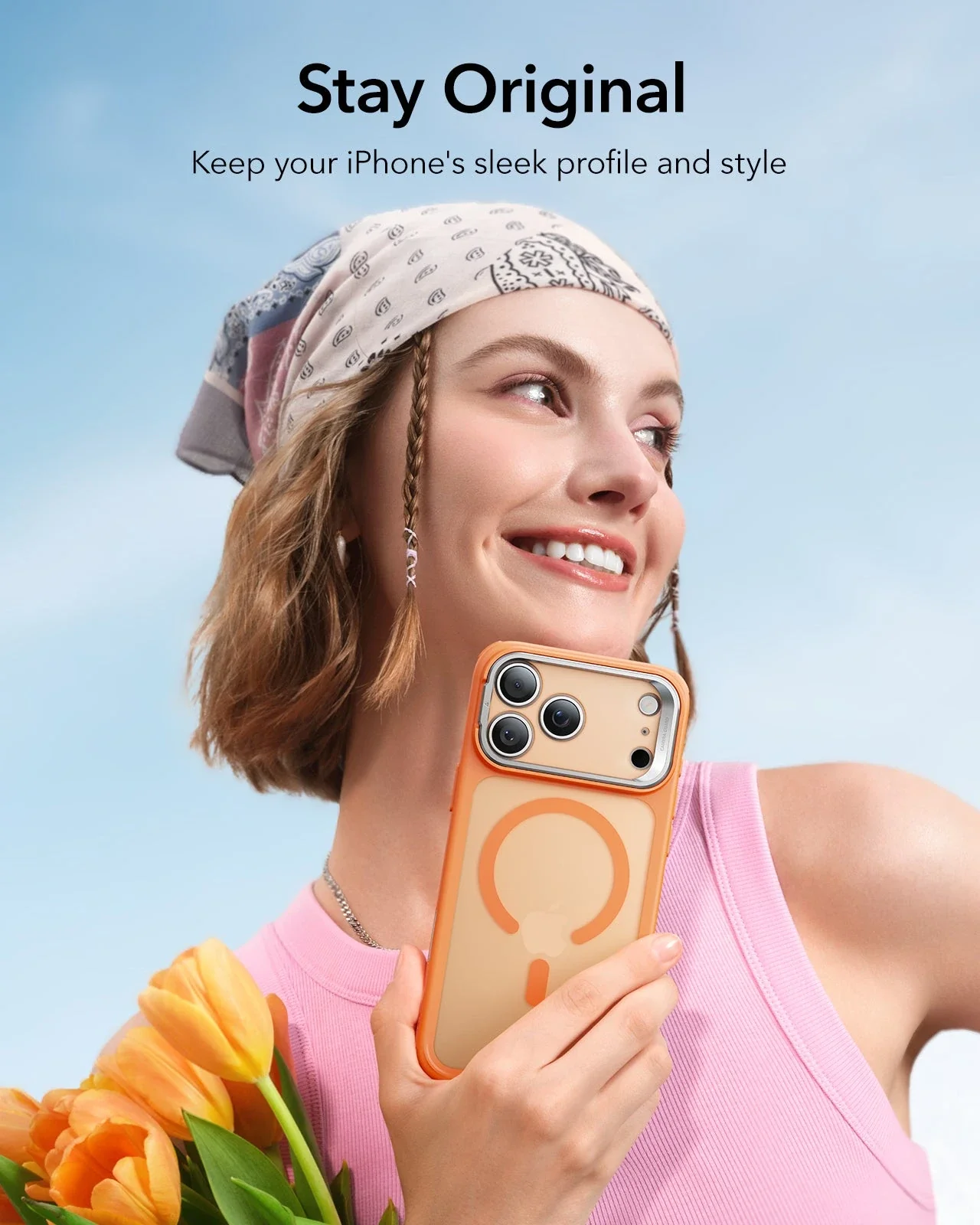 iPhone 17 Pro Classic Hybrid Magnetic Case (Camera Control, Stash Stand) - Frosted Orange - Image 8