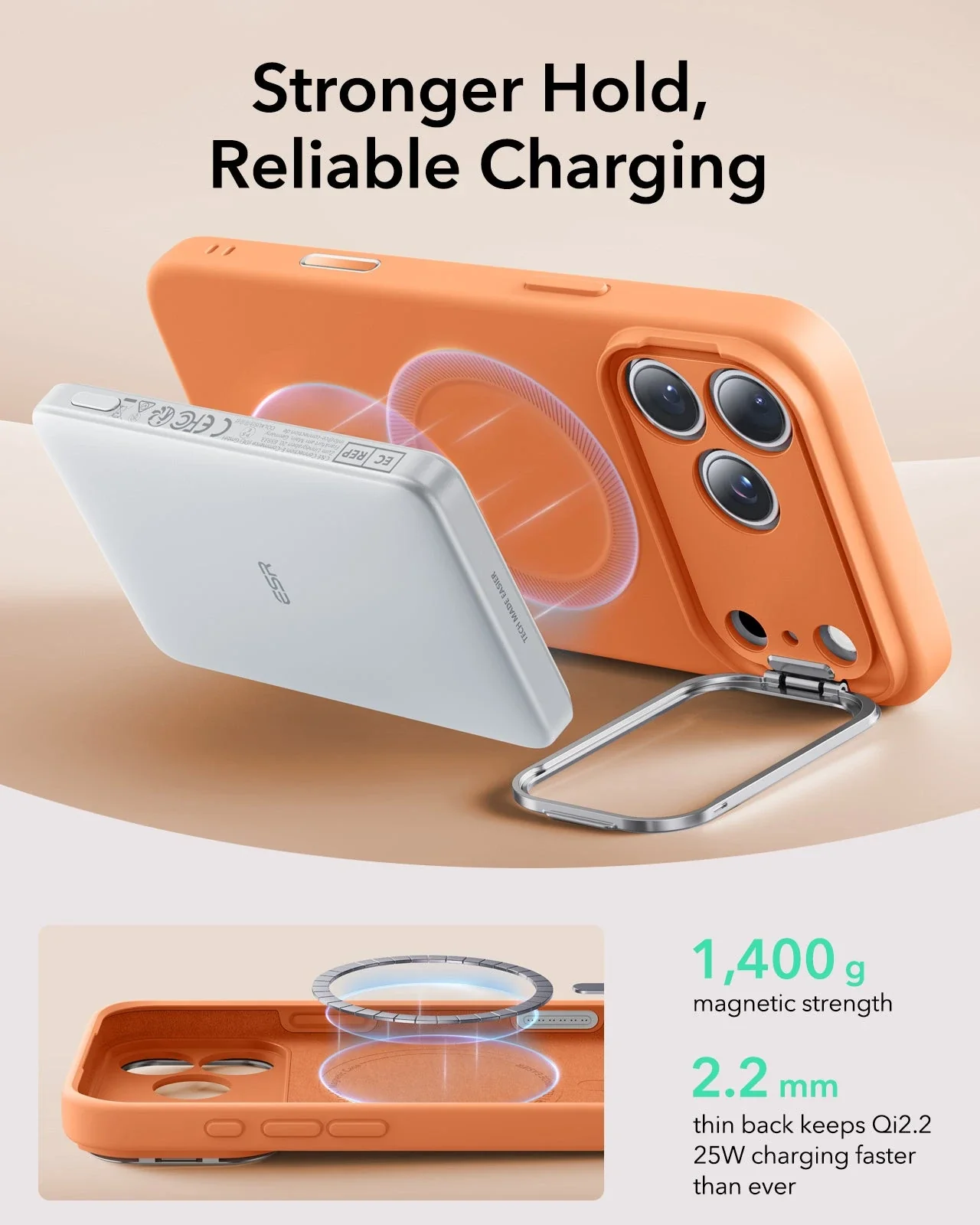 iPhone 17 Pro Cloud Soft Magnetic Case (Camera Control, Stash Stand) - Orange - Image 7