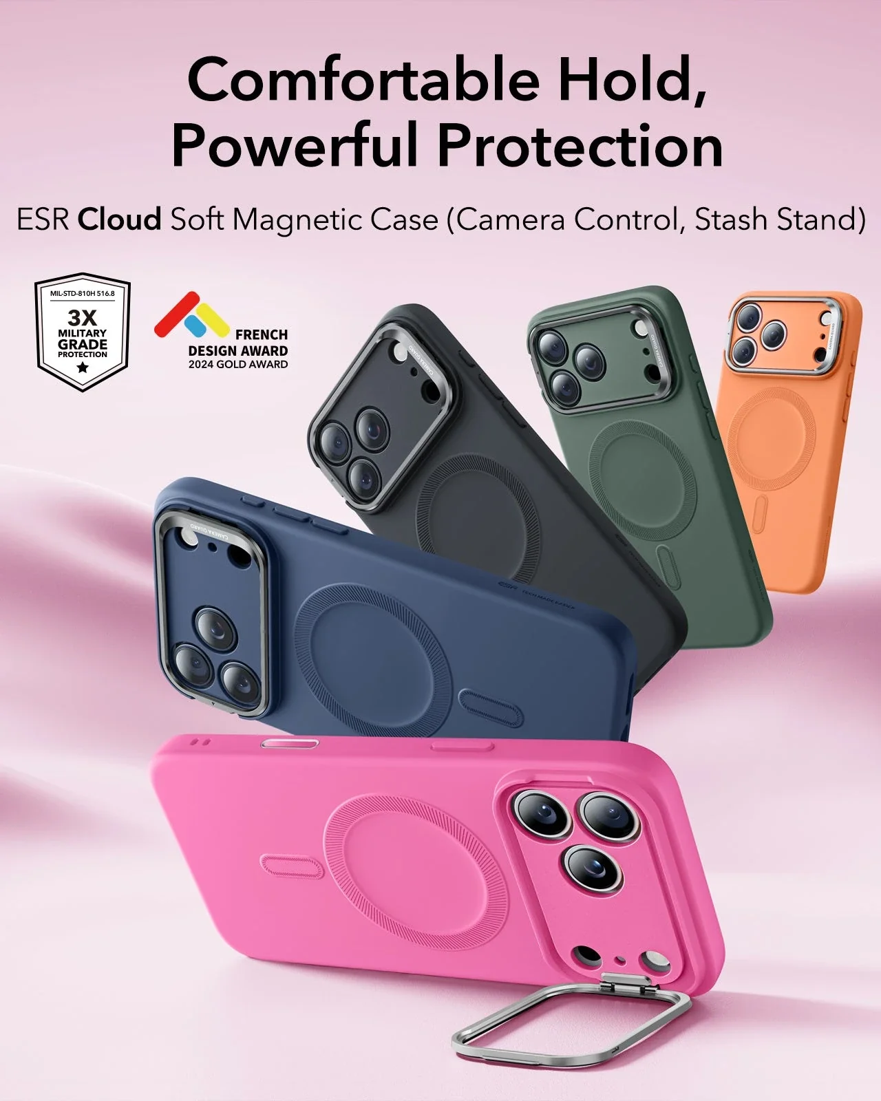 iPhone 17 Pro Cloud Soft Magnetic Case (Camera Control, Stash Stand) - Rosy Pink - Image 2