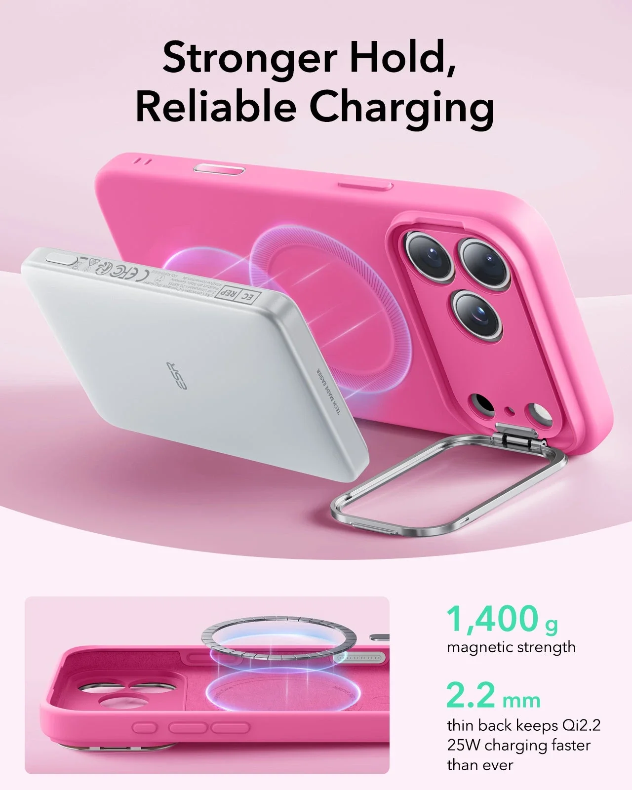 iPhone 17 Pro Cloud Soft Magnetic Case (Camera Control, Stash Stand) - Rosy Pink - Image 7