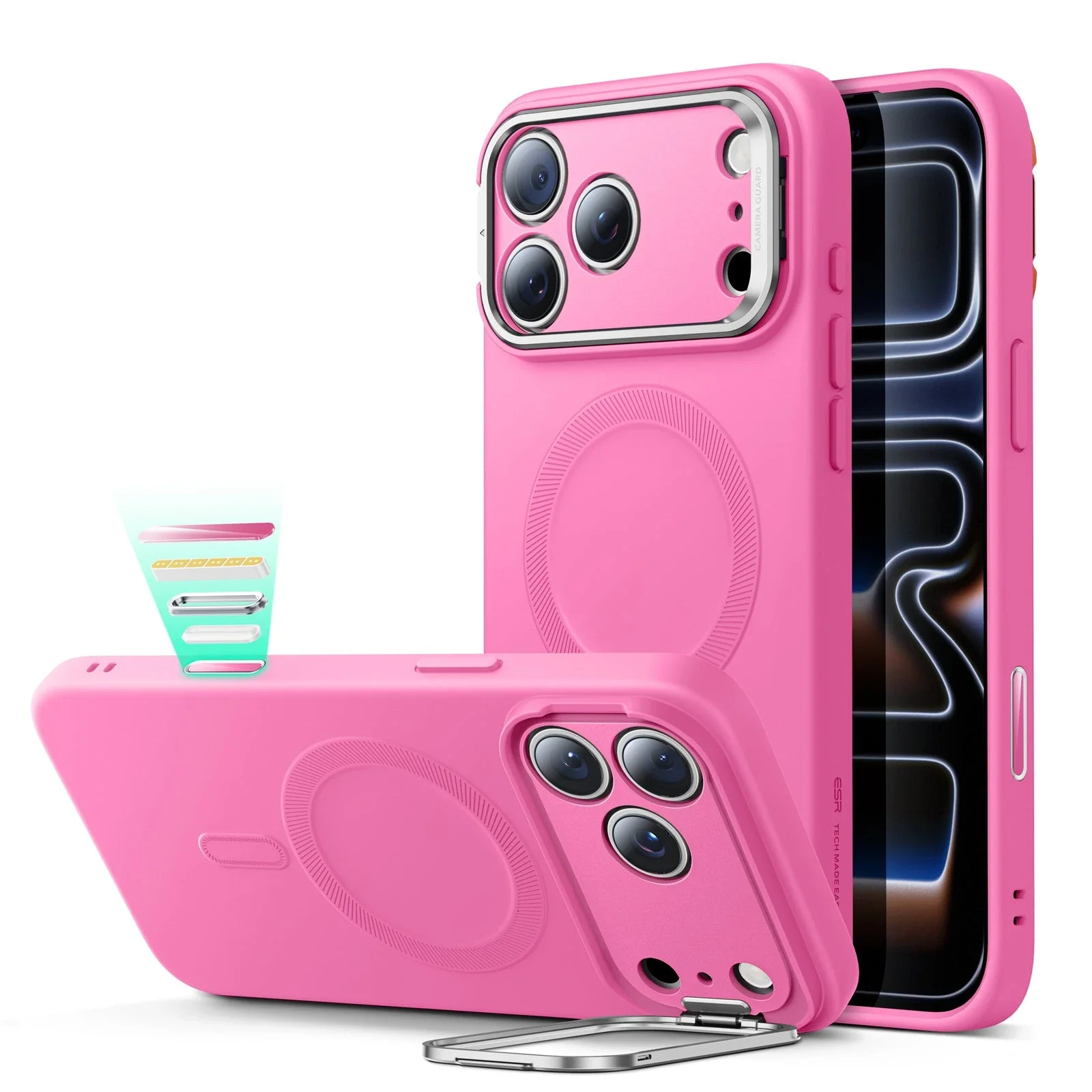 iPhone 17 Pro Max Cloud Soft Magnetic Case (Camera Control, Stash Stand) - Rosy Pink