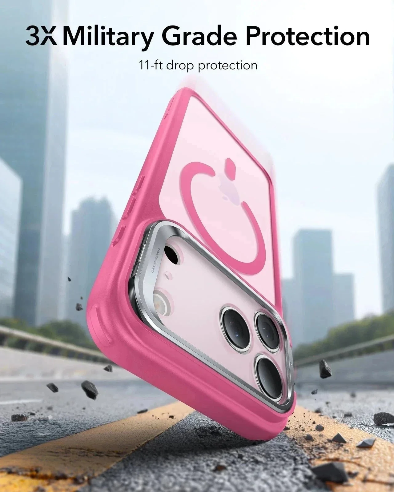 iPhone 17 Pro Max Classic Hybrid Magnetic Case (Camera Control, Stash Stand) - Frosted Pink - Image 3