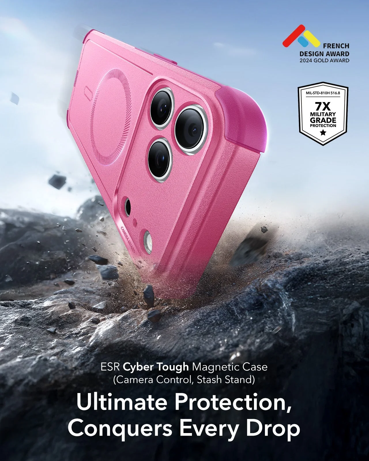 iPhone 17 Pro Max Cyber Tough Magnetic Case (Camera Control) - Rosy Pink - Image 2