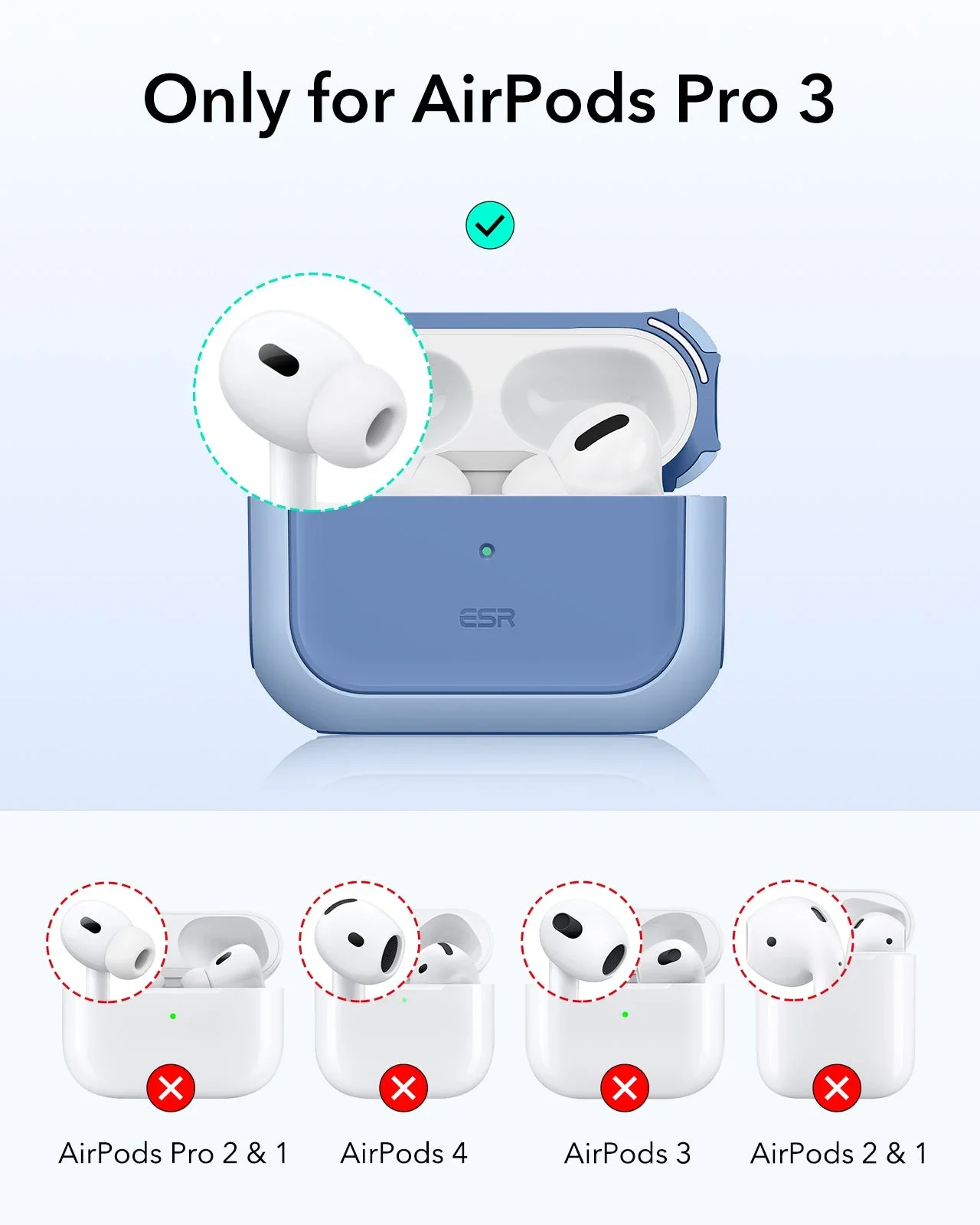AirPods Pro 3 Orbit Hybrid Magnetic Case - Powder Blue - Image 2