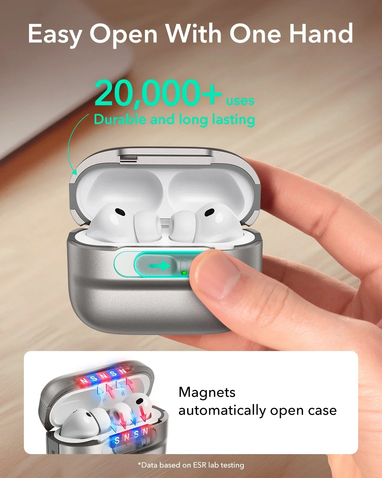 AirPods Pro 3 Pulse FlickLock Magnetic Case - Titanium - Image 5