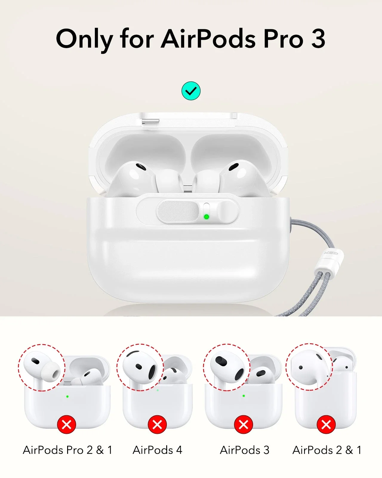 AirPods Pro 3 Pulse FlickLock Magnetic Case - White - Image 2