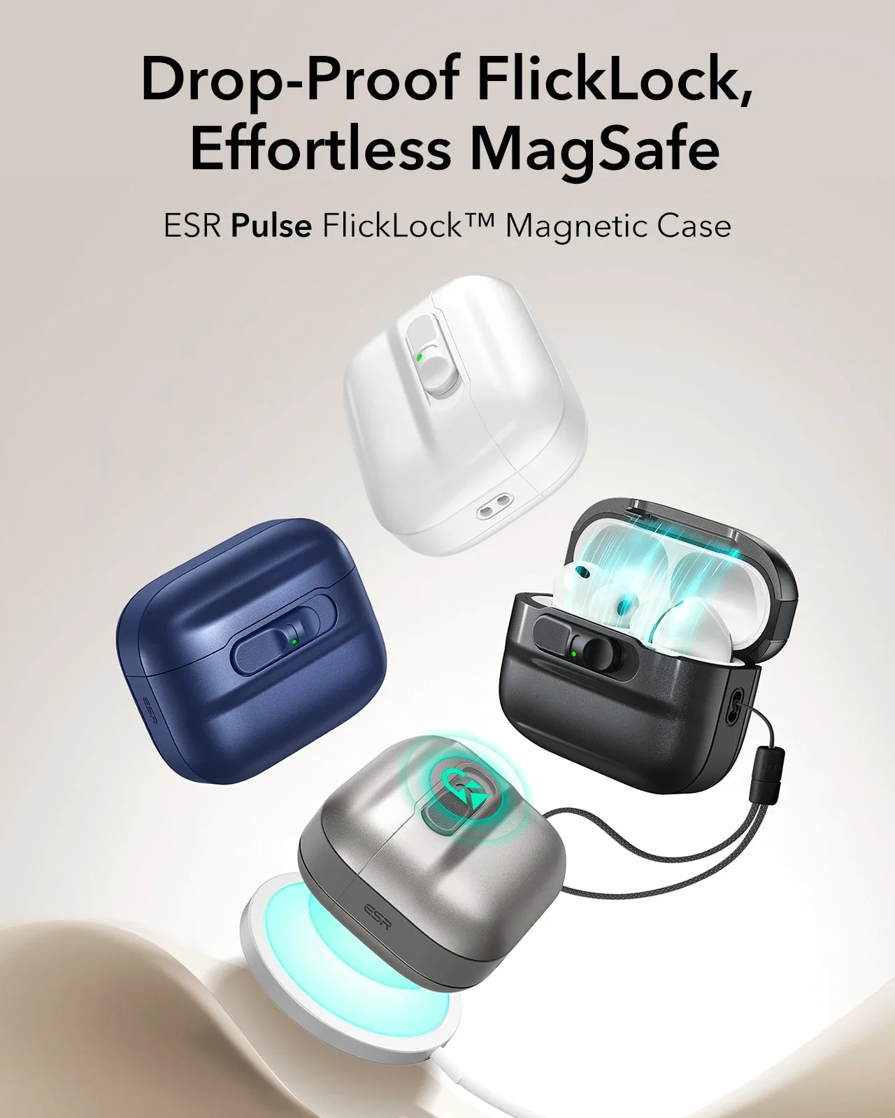 AirPods Pro 3 Pulse FlickLock Magnetic Case - White - Image 3