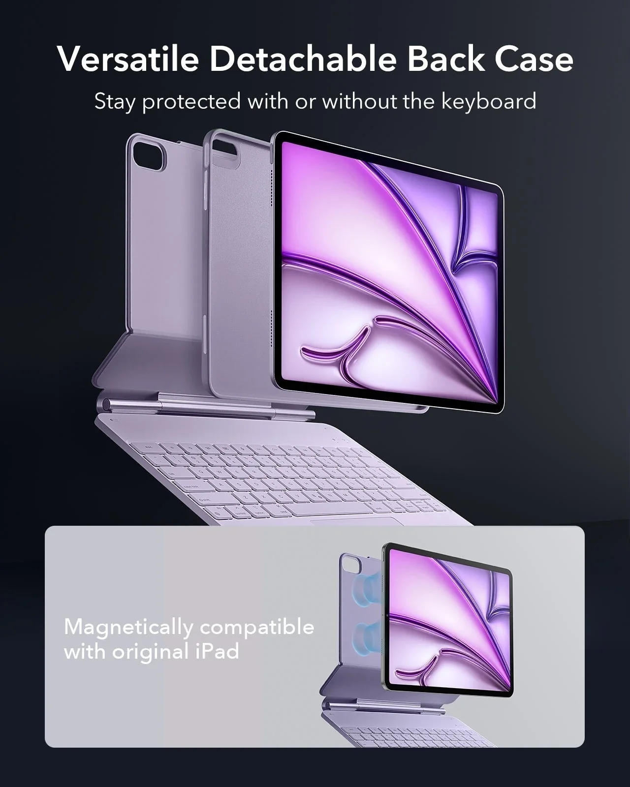 iPad Air 13" (M4) 2026 Bundle Rebound Magnetic Keyboard Case 360, Armorite & Paper-Feel Screen Protectors - US Layout-Purple - Image 14