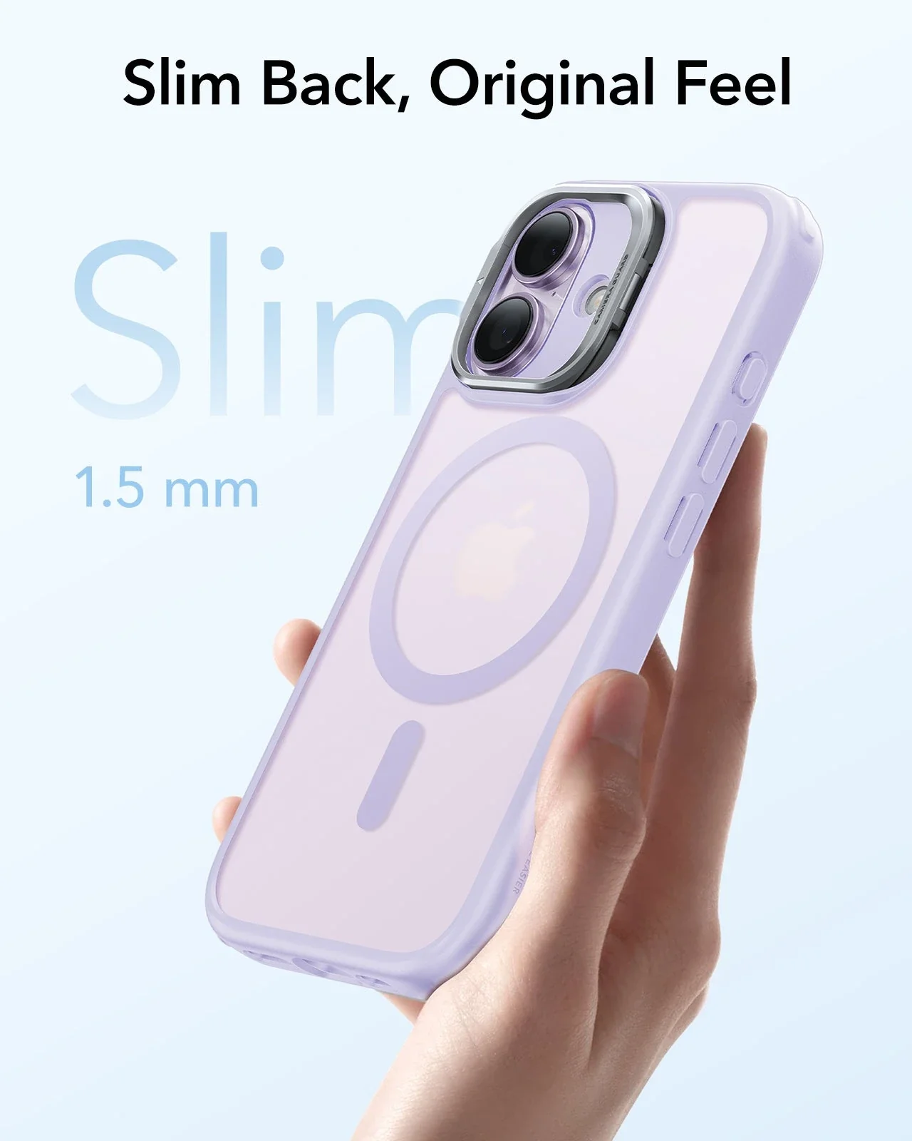 iPhone 17 Classic Hybrid Magnetic Case (Camera Control, Stash Stand) - Frosted Light Purple - Image 7