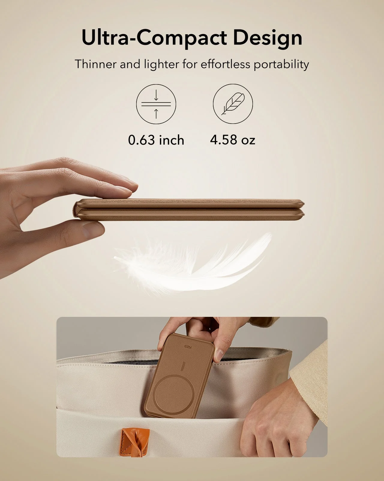15W 3-in-1 Travel Wireless Charging Set - Brown - US Plug - Image 9