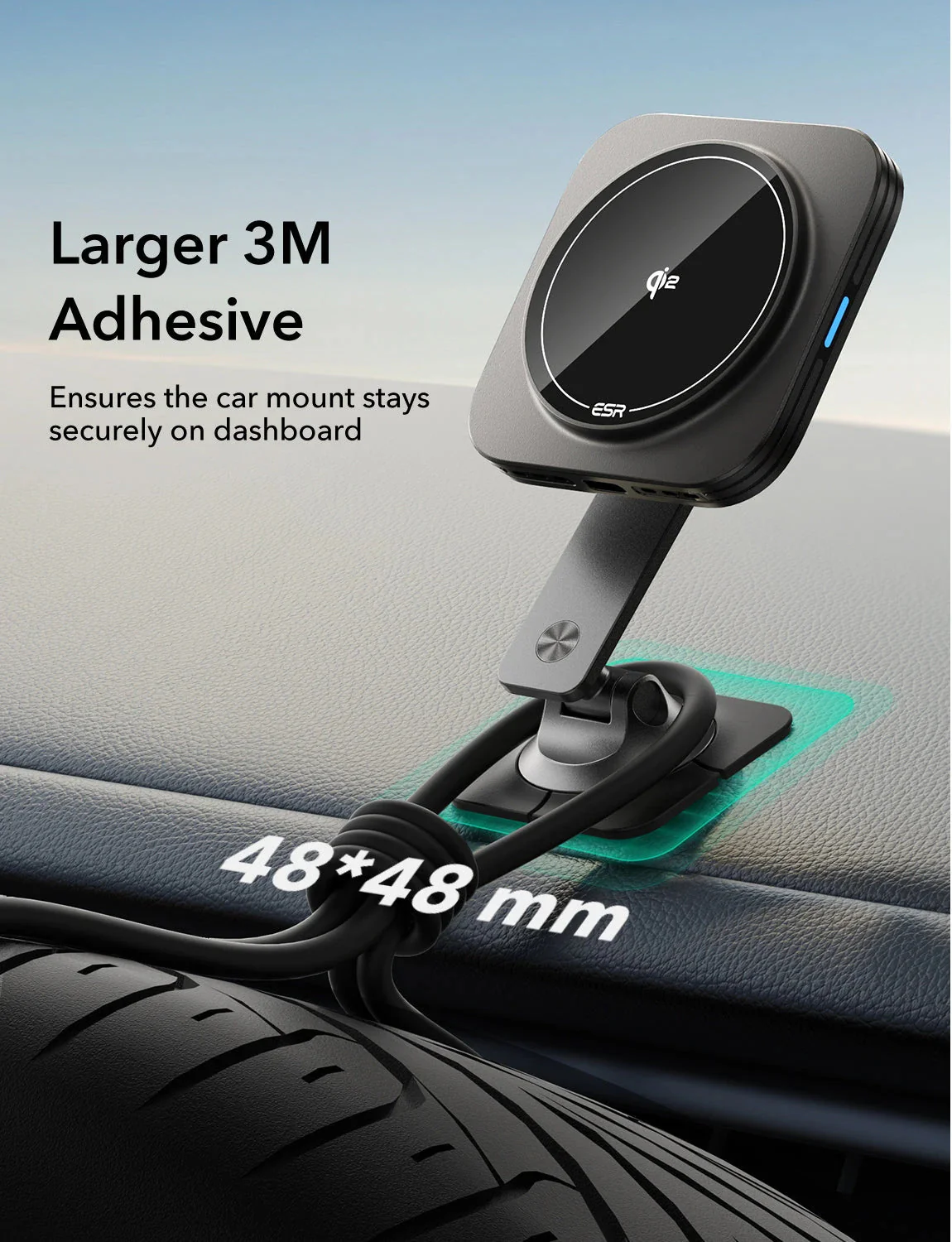 15W Dashboard Wireless Charger (HaloLock) - Titanium - Image 4