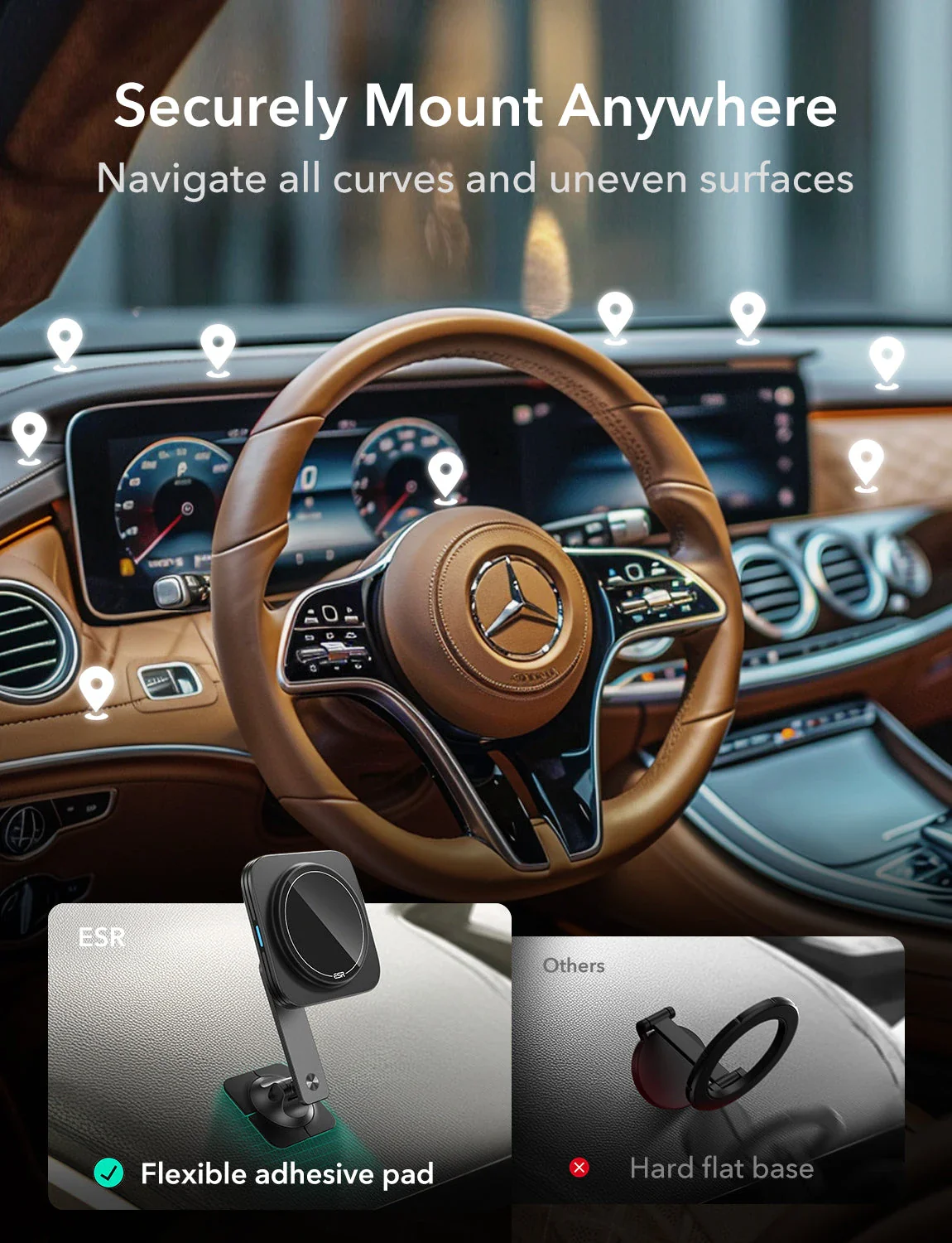 15W Dashboard Wireless Charger (HaloLock) - Titanium - Image 6