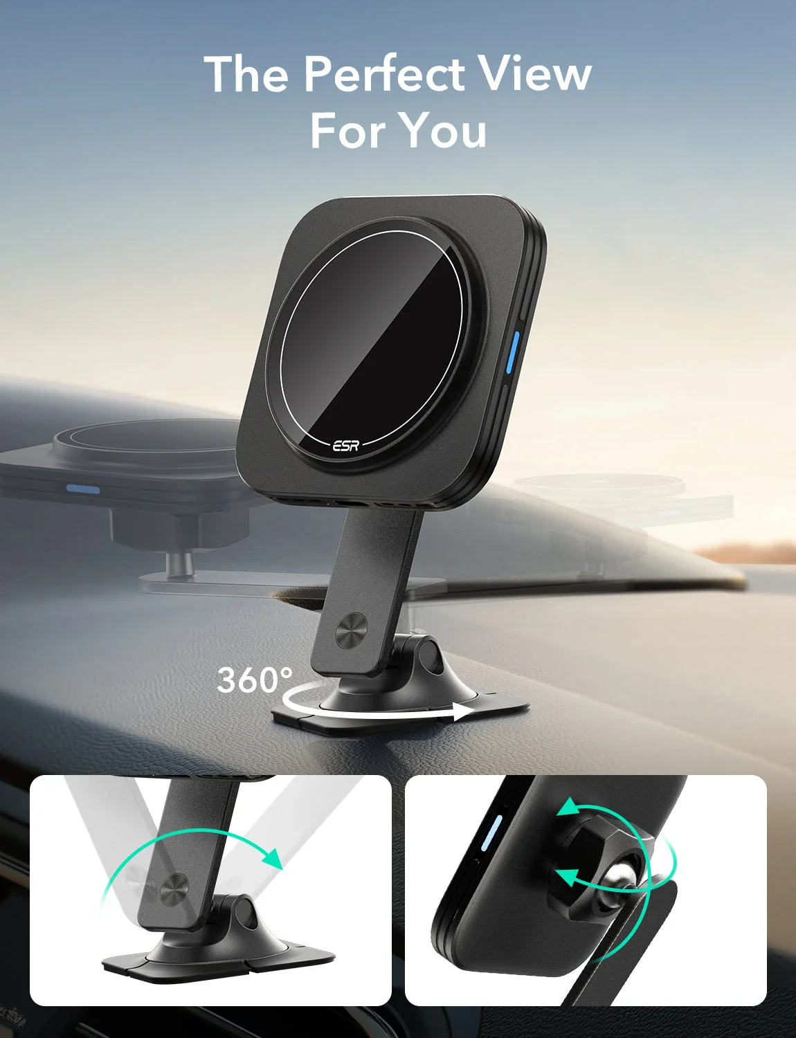 15W Dashboard Wireless Charger (HaloLock) - Titanium - Image 9