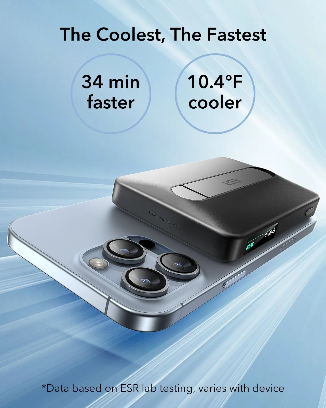 HaloLock MagSlim Wireless Power Bank (15W, 10,000 mAh, Kickstand) - Titanium - Image 2