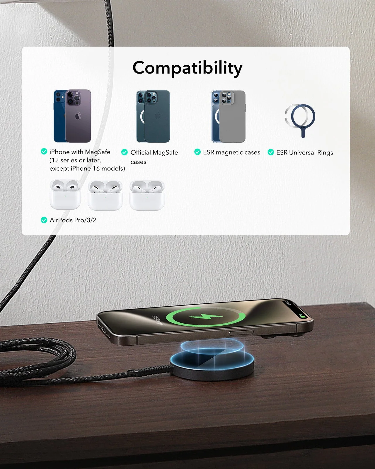 Magnetic Charging Pad (15W)- Black - 1 Set - Image 7