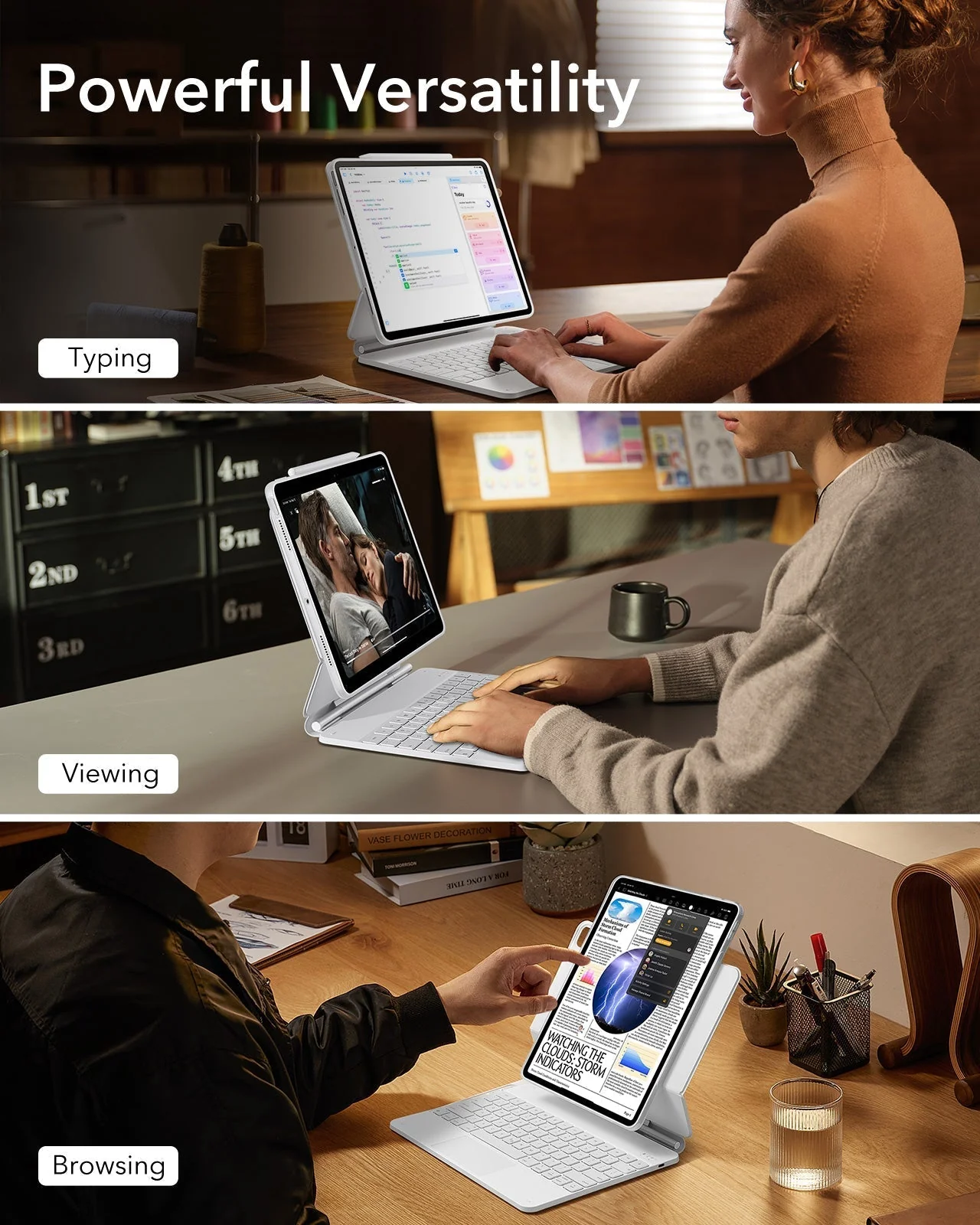 iPad Pro 13ʺ (2025) Rebound Magnetic Keyboard Case 360 Pencil Bundle - US Layout-White - Image 2