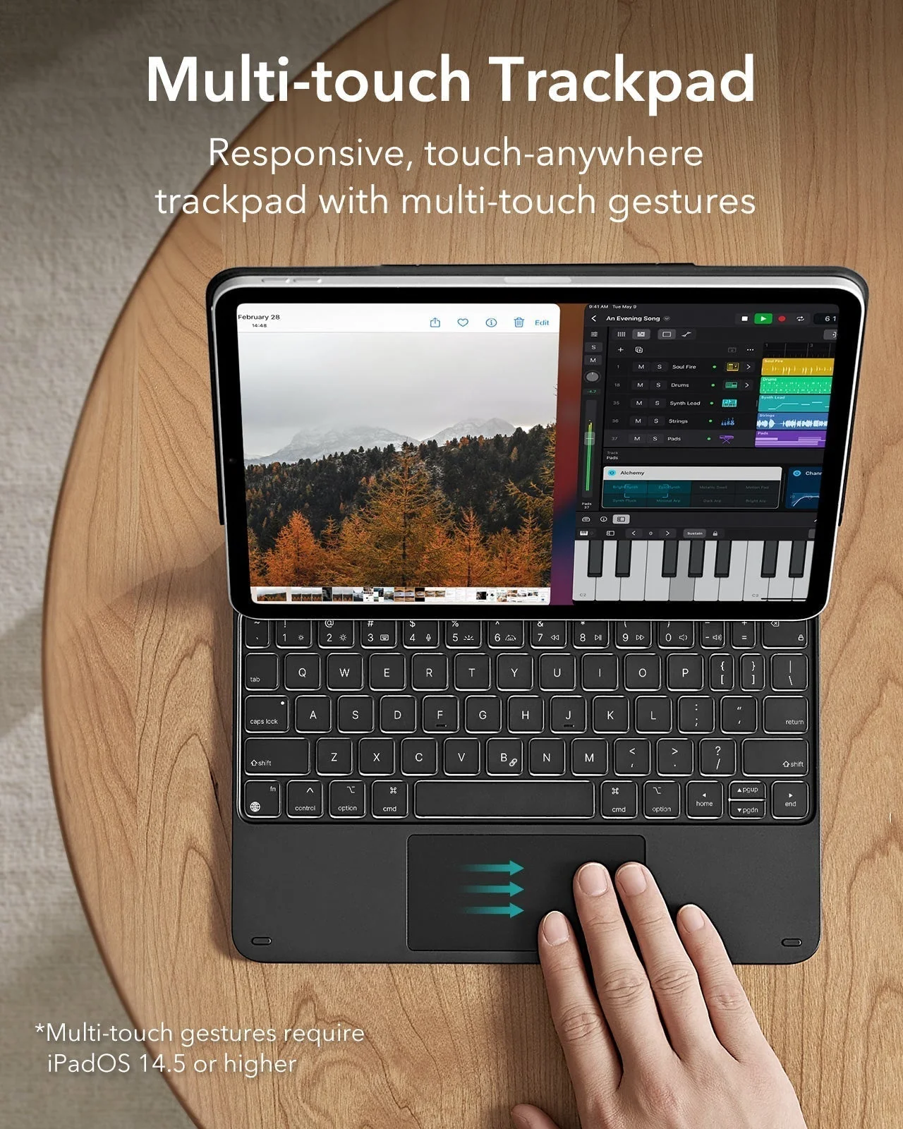 iPad 2026 Entry-level Rebound Magnetic Keyboard Case - UK Layout-Black - Image 2