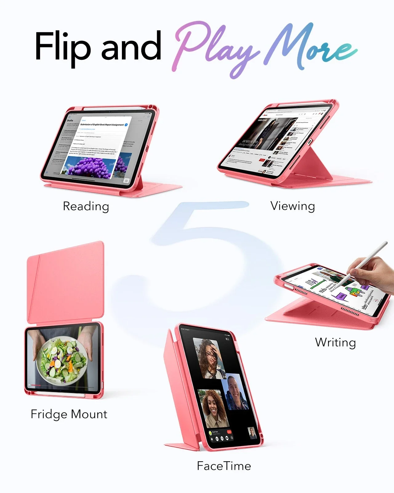 iPad 11" (A18) 2026 Flip Magnetic Case with Pencil Holder - Red - Image 3