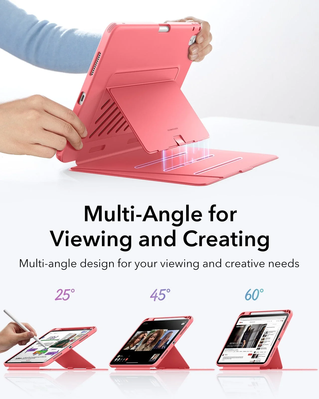 iPad 11" (A18) 2026 Flip Magnetic Case with Pencil Holder - Red - Image 4