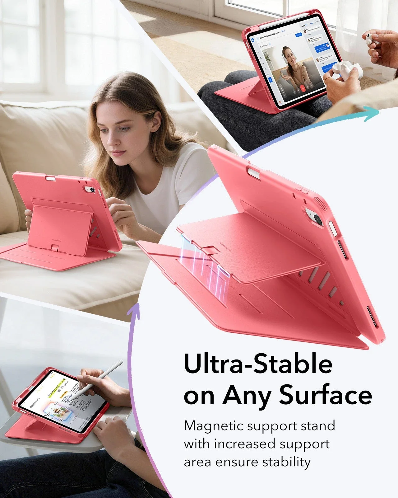 iPad 11" (A18) 2026 Flip Magnetic Case with Pencil Holder - Red - Image 5