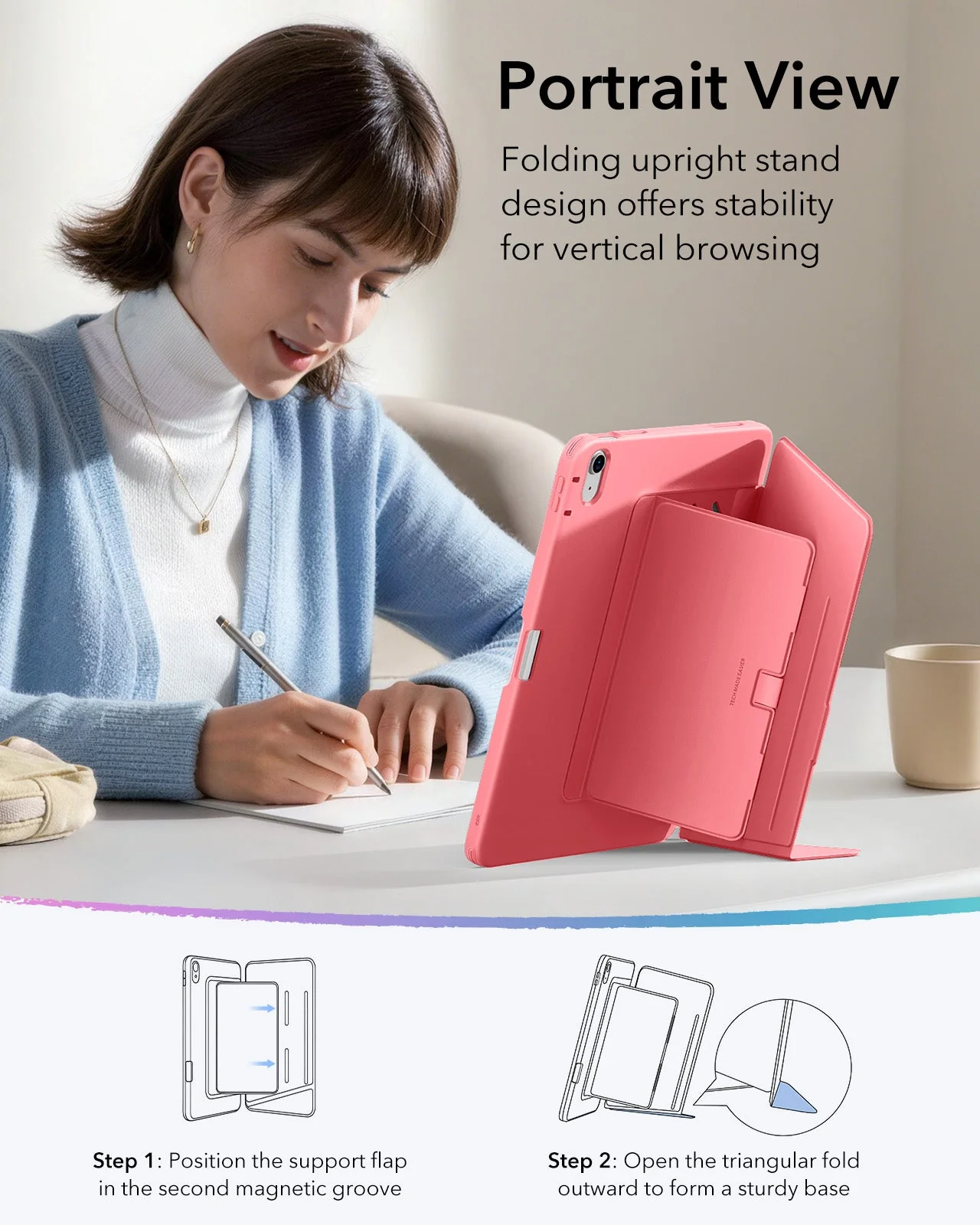 iPad 11" (A18) 2026 Flip Magnetic Case with Pencil Holder - Red - Image 6