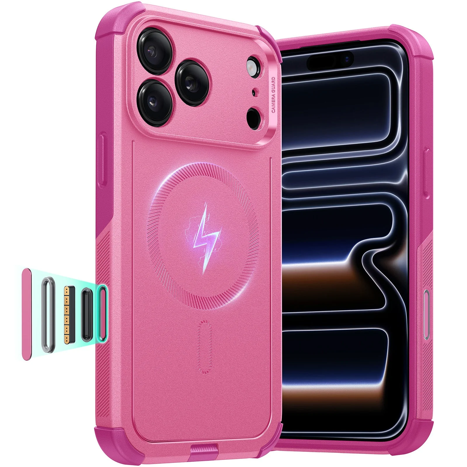 iPhone 17 Pro Cyber Tough Magnetic Case (Camera Control) - Rosy Pink