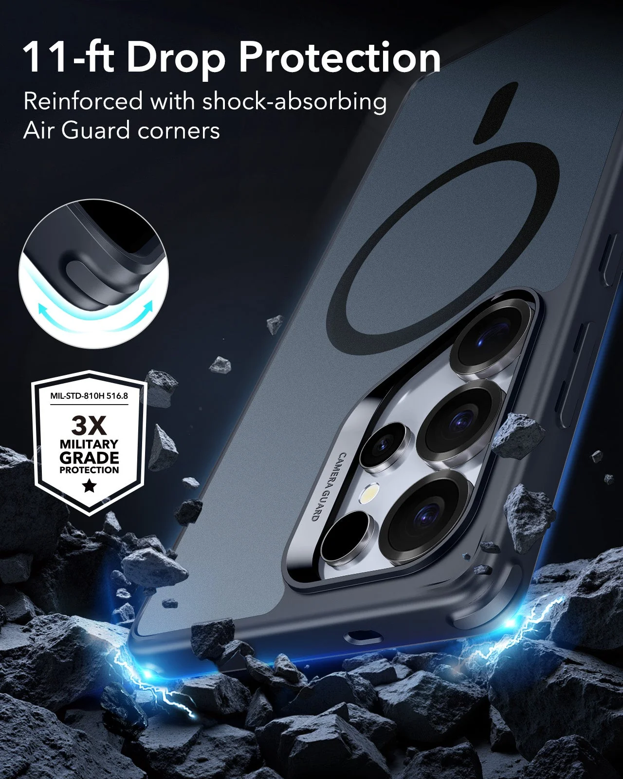 Galaxy S25 Ultra HaloLock Classic Hybrid Case - Frosted Blue - Image 6