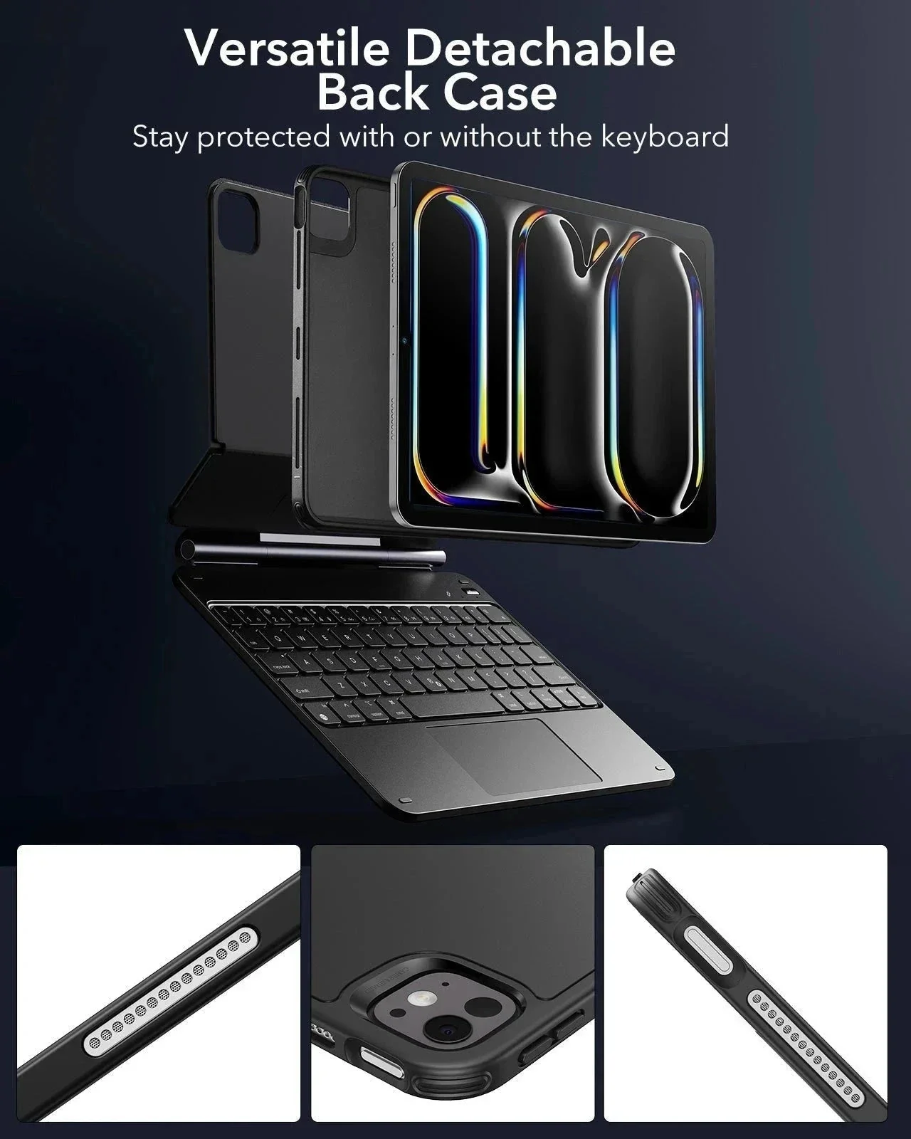 iPad Pro 11" (2025) Rebound Magnetische Tastatur Hülle 360 - DE Layout-Schwarz - Image 7