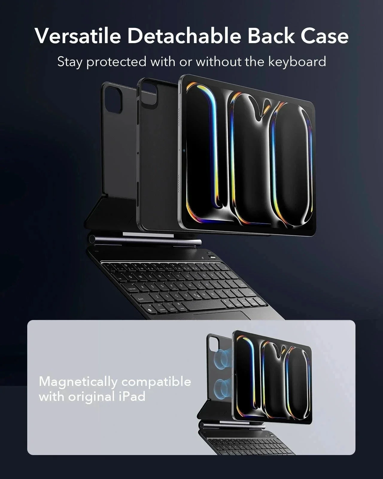 iPad Pro 11" (2025) Rebound Magnetische Tastatur Hülle 360 - DE Layout-Schwarz - Image 9