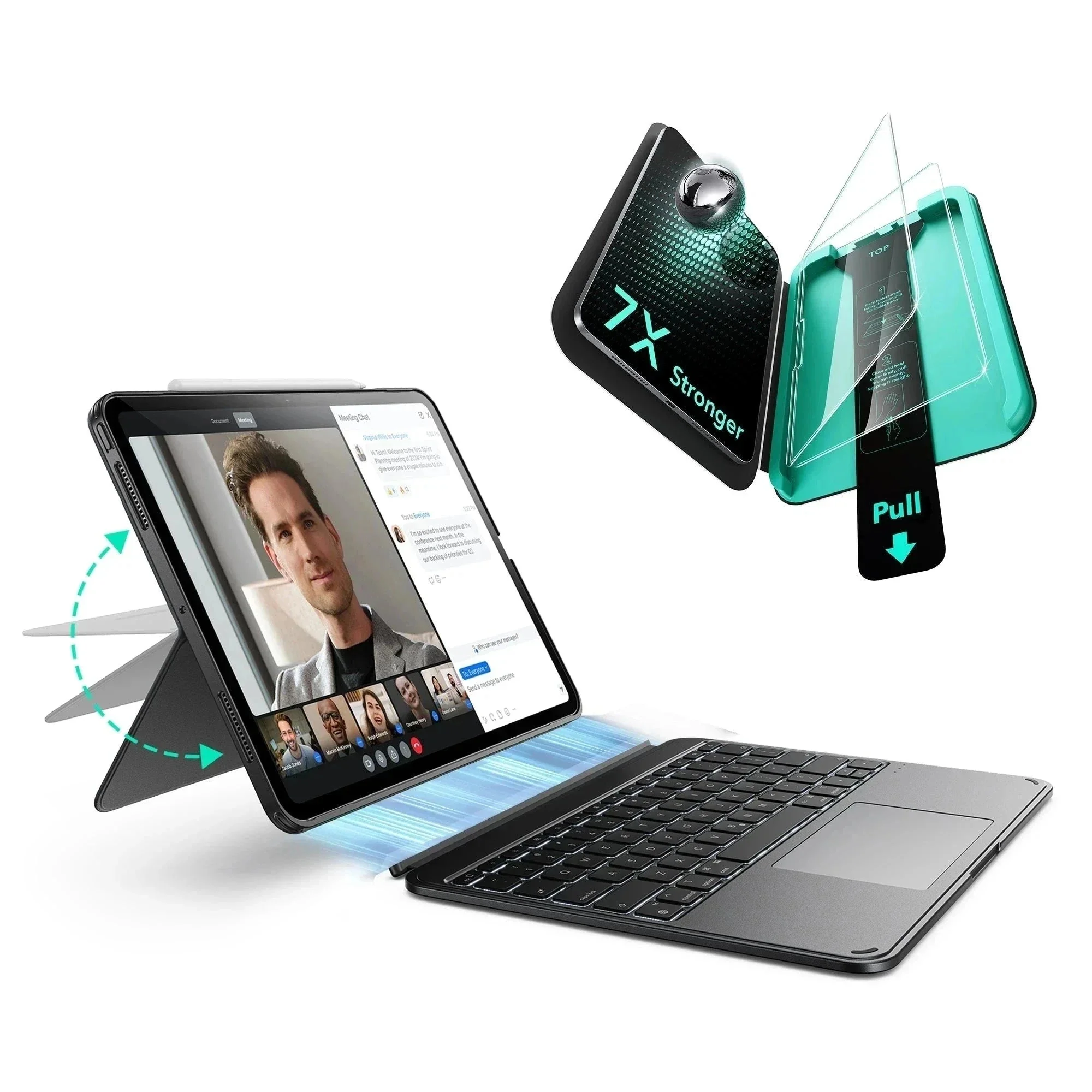 iPad Air 13" (M3) 2025 Bundle Shift Keyboard Case and Armorite Screen Protector -US Layout-Dark Gray