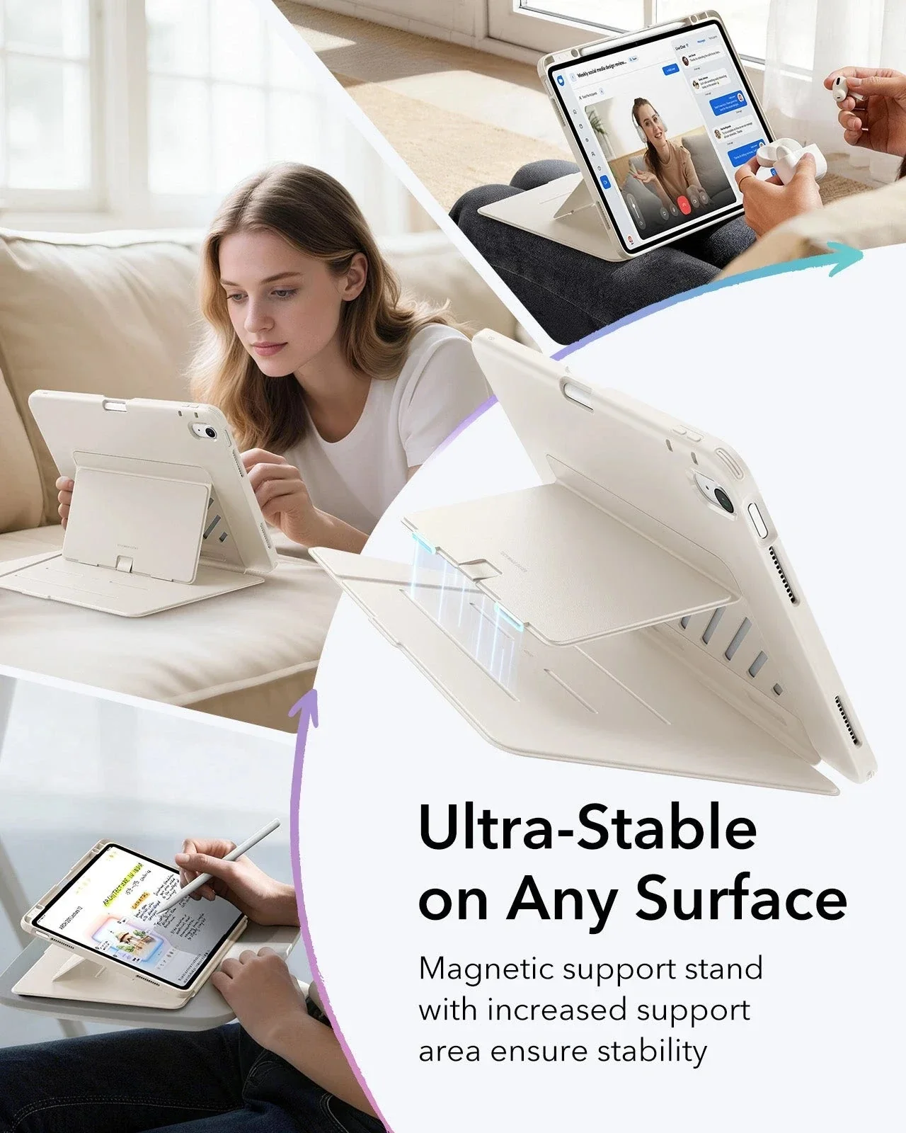 iPad Air 13" (M4) 2026 Flip Magnetic Case with Pencil Holder - Starlight - Image 5