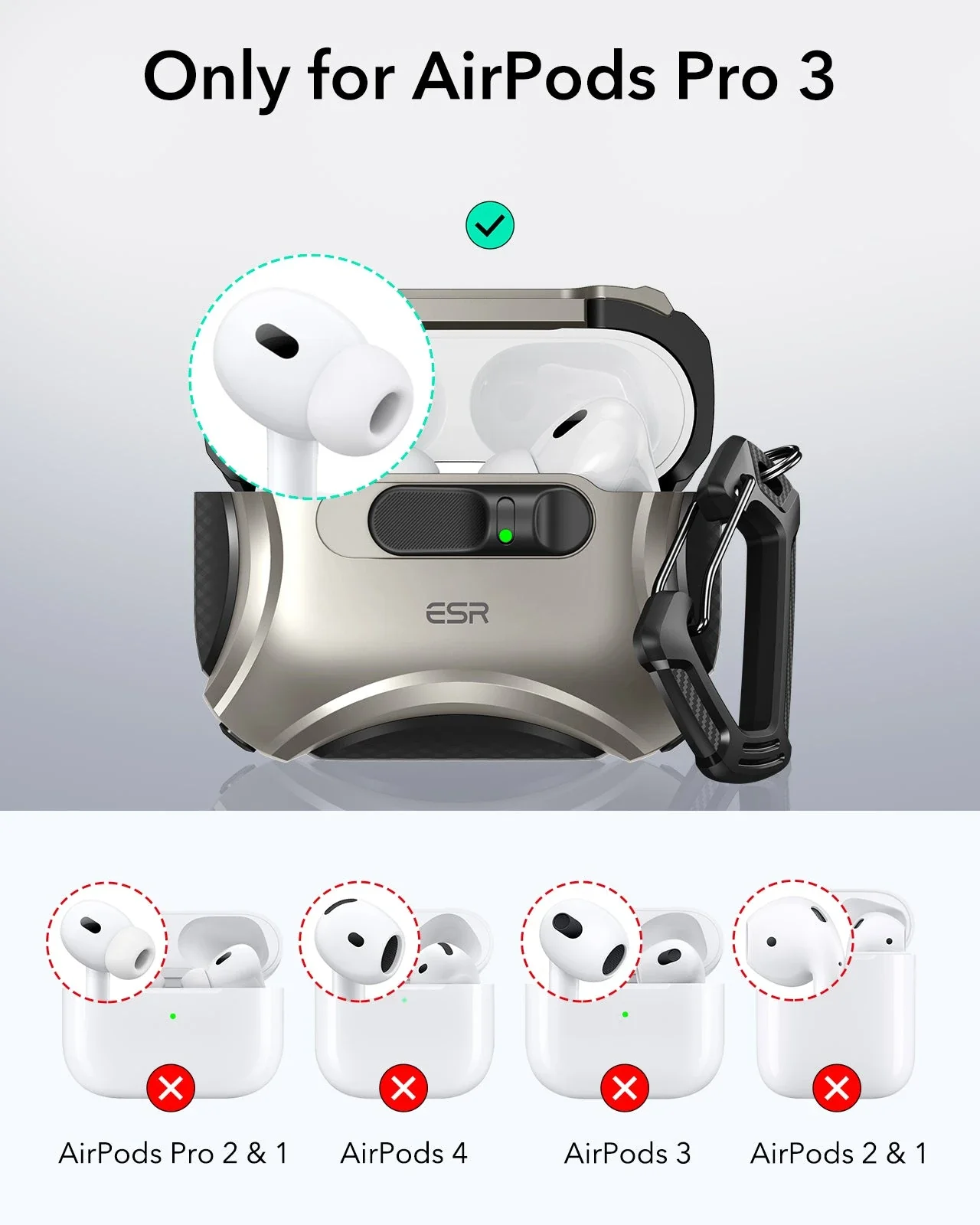 AirPods Pro 3 Cyber FlickLock Magnetic Case - Titanium - Image 2