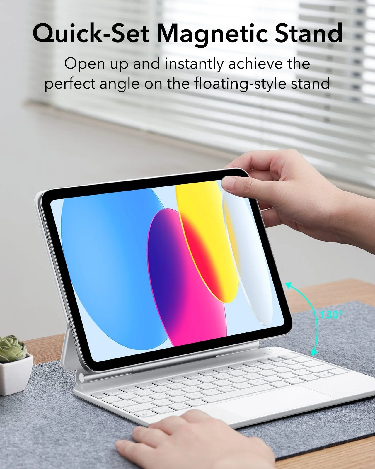 iPad 2026 Entry-level Rebound Magnetic Keyboard Case - US Layout-White - Image 3