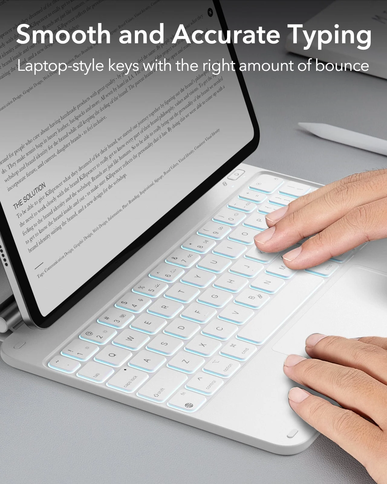 iPad 2026 Entry-level Rebound Magnetic Keyboard Case - US Layout-White - Image 4