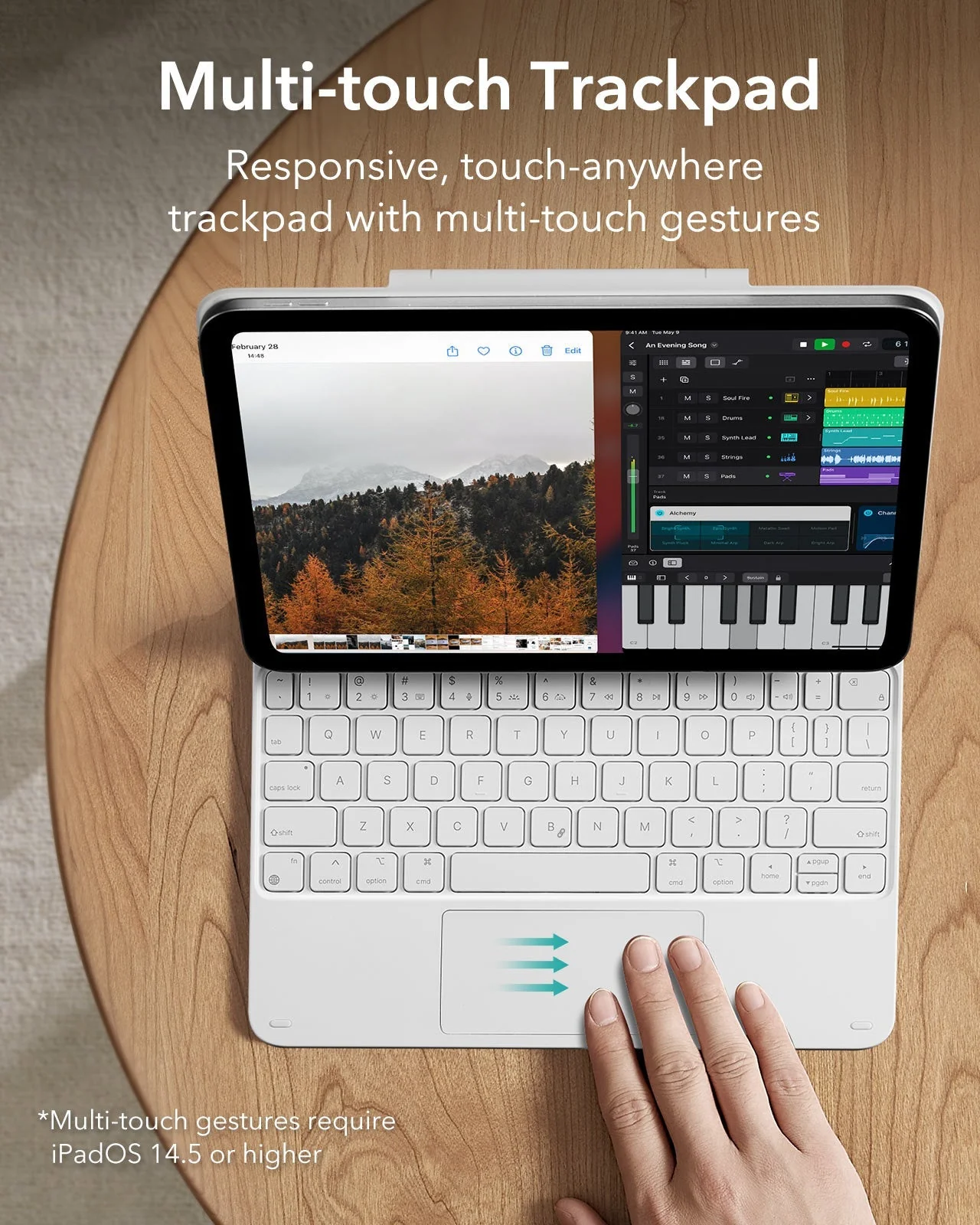 iPad 2026 Entry-level Rebound Magnetic Keyboard Case - US Layout-White - Image 5