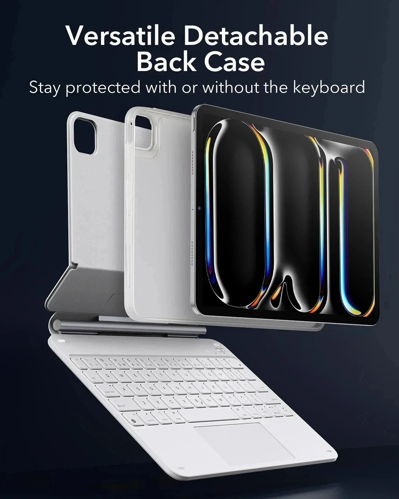 iPad Pro 11ʺ (2025) Bundle Rebound Magnetic Keyboard Case 360 & Armorite Screen Protectors - US Layout-White - Image 5
