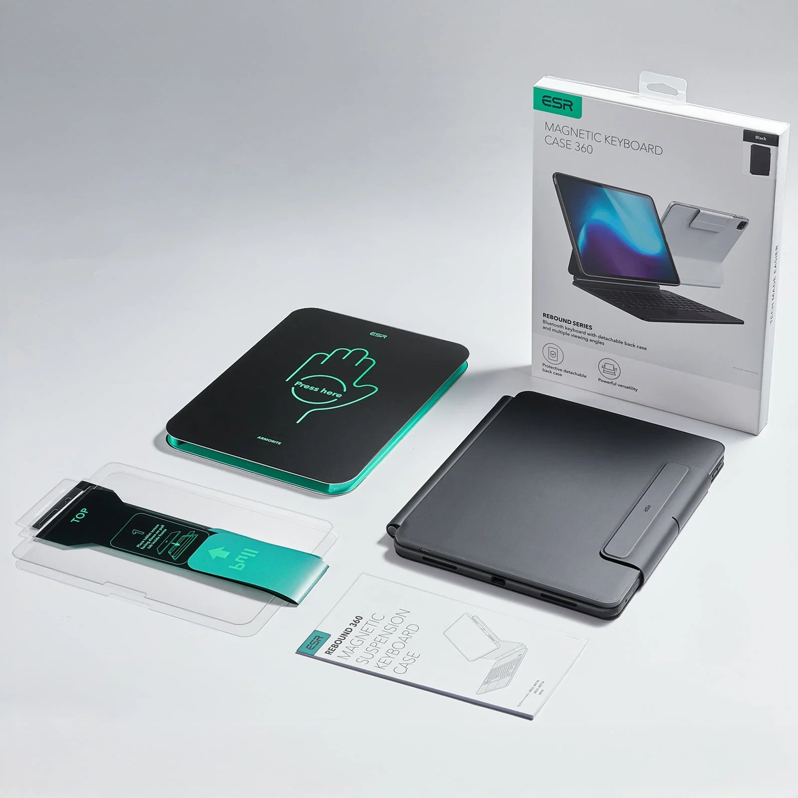 iPad Pro 13ʺ (2025) Bundle Rebound Magnetic Keyboard Case 360 & Armorite Screen Protectors  - US Layout-White - Image 2